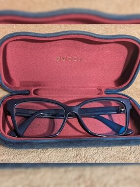 Gucci GG0634O Blue Cateye Eyeglasses with Gold Branding